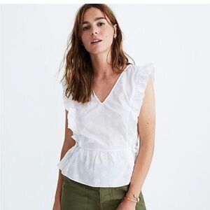 Madewell White Eyelet Top